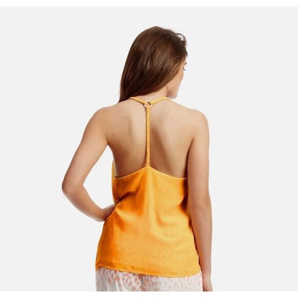 Marciano Olive Green V-Neck Braided Racer Back Straps Flowy Semi Sheer Blouse SM - Picture 3 of 10